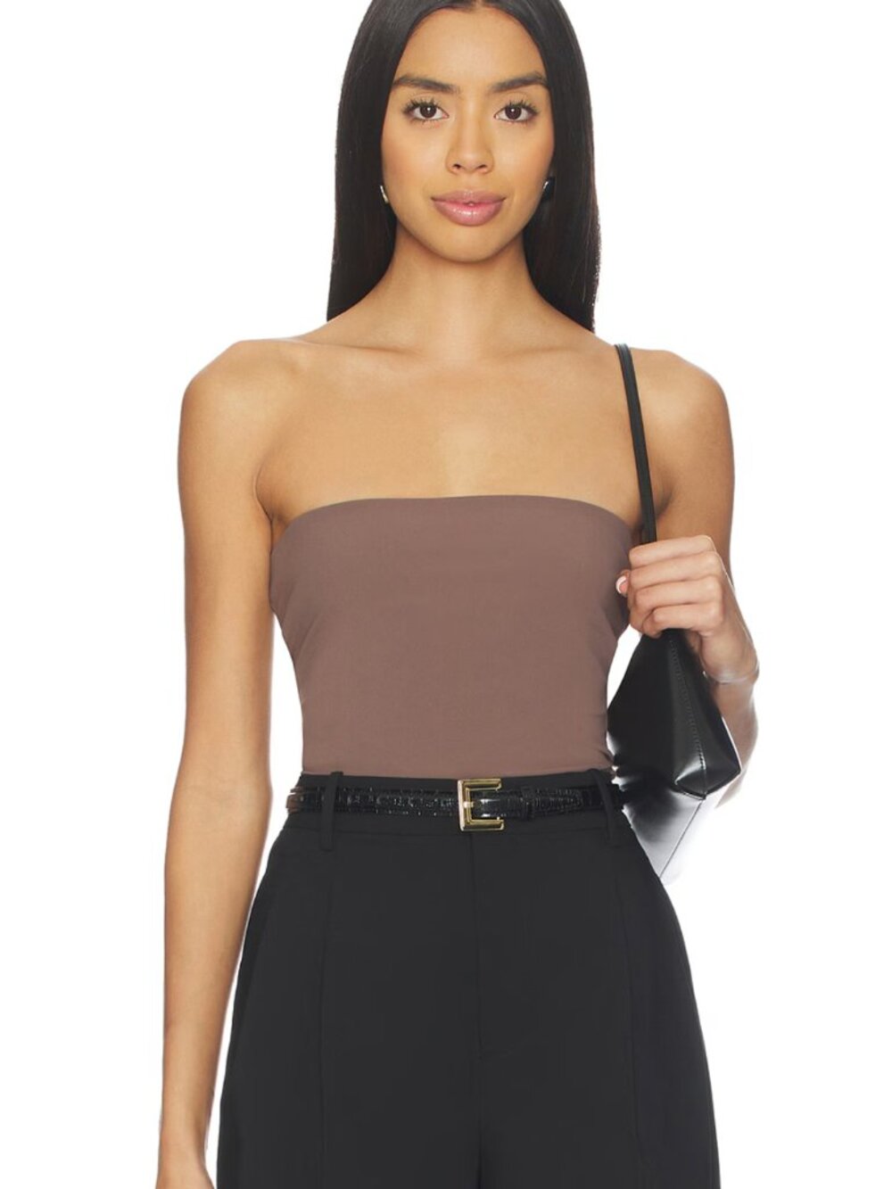 EAVES Bo Tube Top in Mocha Brown Strapless XS
